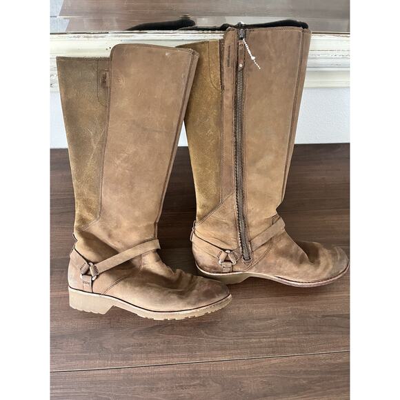 Teva Shoes - TEVA DE LA VINA WATERPROOF LEATHER TALL BOOTS US 8.5 WOMENS BROWN SIDE ZIP BOOT